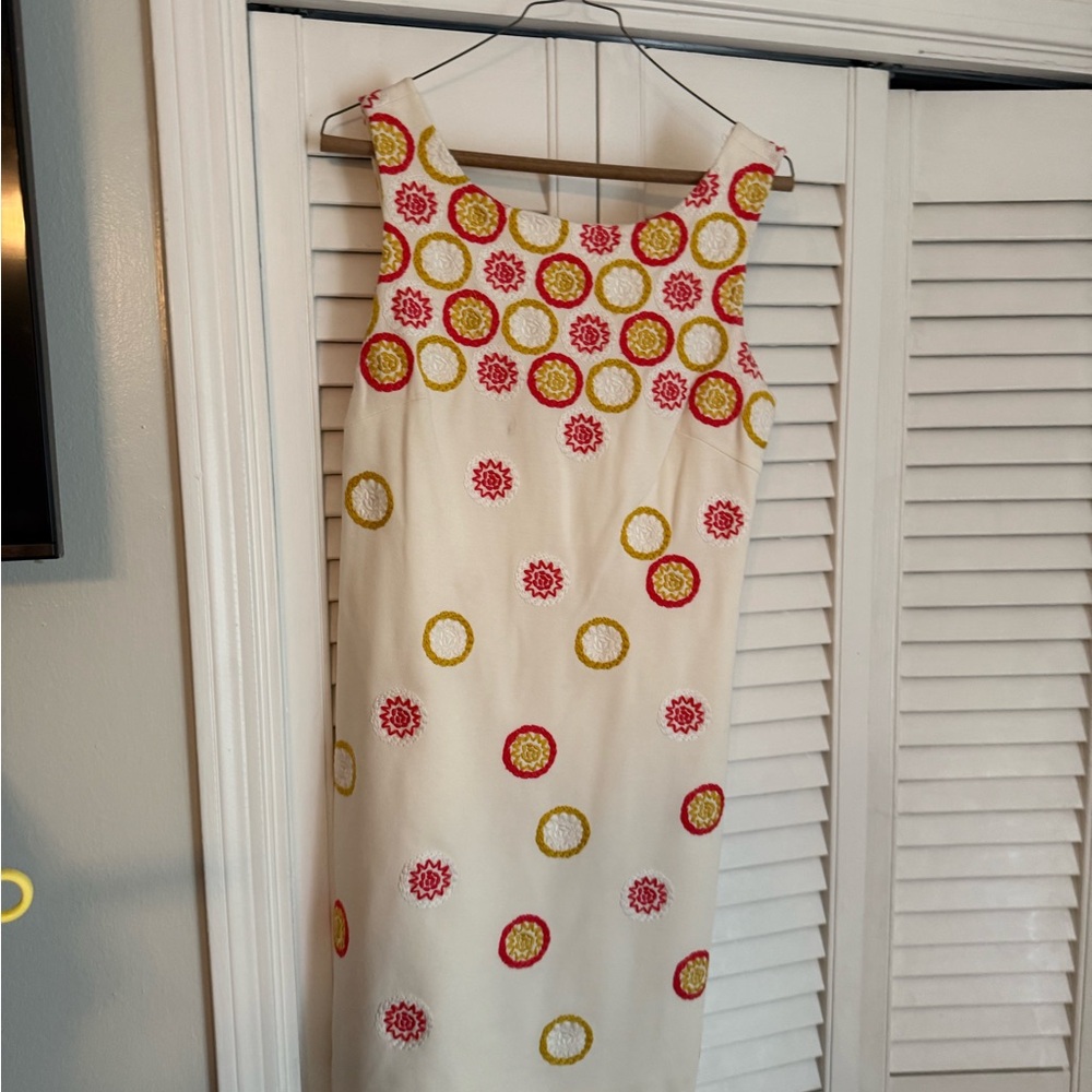 Trina Turk White Dress with Red and Yellow Accents
